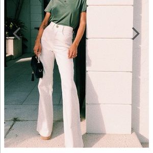 White cord straight leg pants